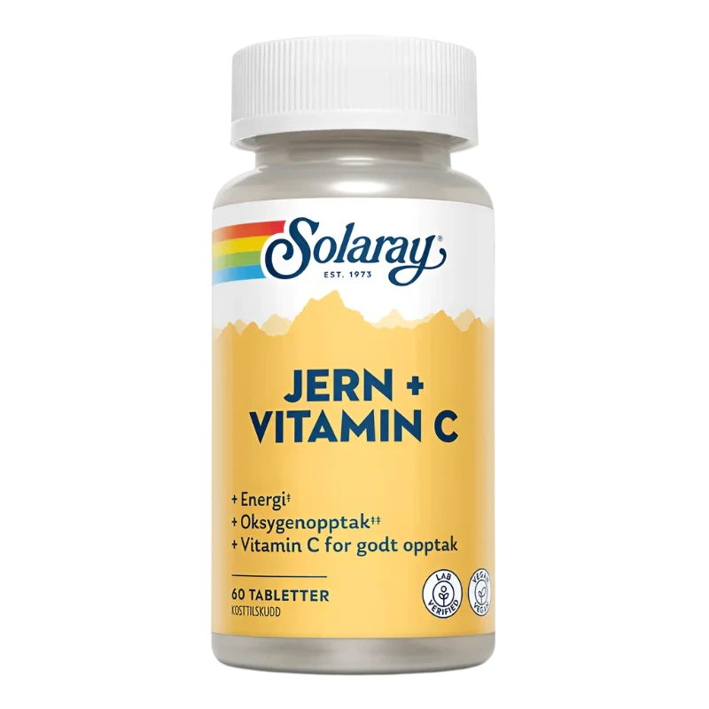 Solaray jern + Vitamin C 60 tabletter