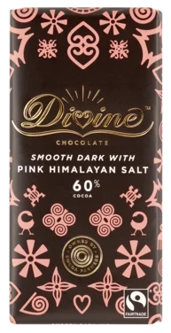 Divine 60 % Dark Fairtrade Chocolate Pink Himalaya Salt 90g