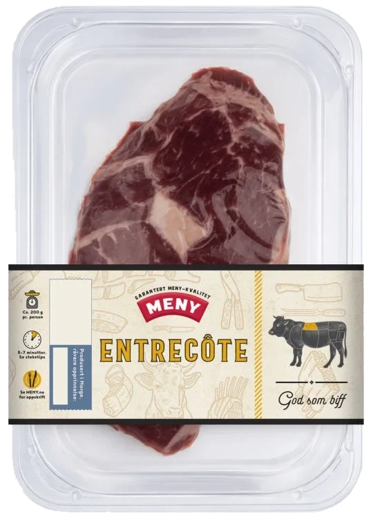 Storfe Entrecote skivet Ca350g Meny