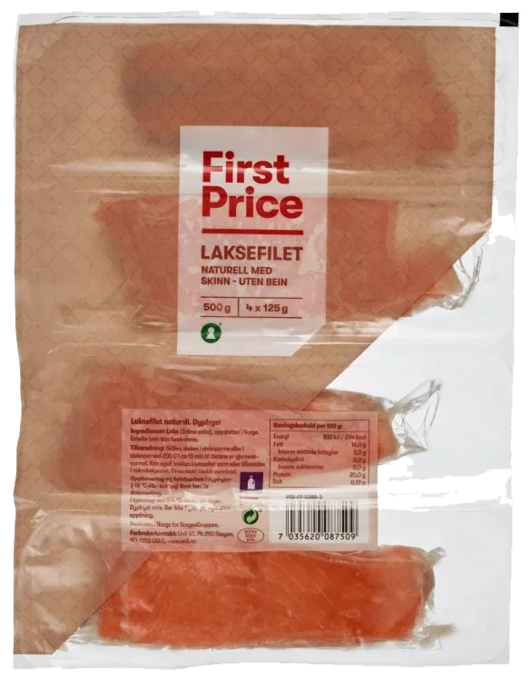Laksefilet Naturell 4x125g First Price