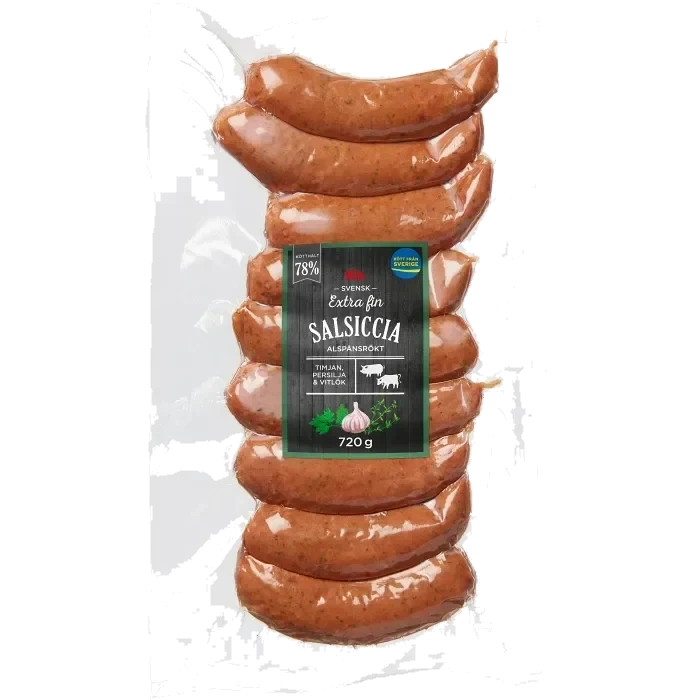 Salsiccia Extra FIn 78% Kötthalt 720g ICA