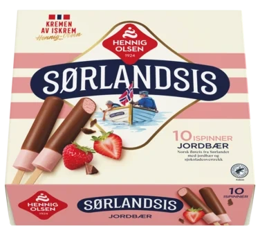 Sørlandsis Jordbær 10stk Hennig-Olsen Is