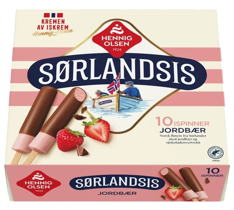 Sørlandsis Jordbær 10stk Hennig-Olsen Is