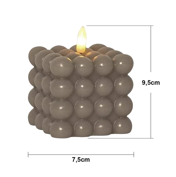 Blockljus LED Flamme Dot Beige 8,5x9,5cm