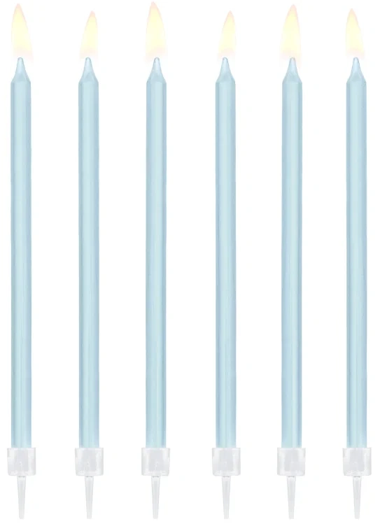 Kakelys Lyseblå med Holder 14cm 12stk Partydeco