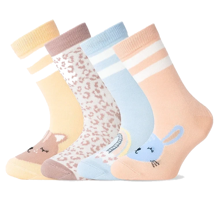 Basic Socks X4 Leo/rainbow/dot 29-32