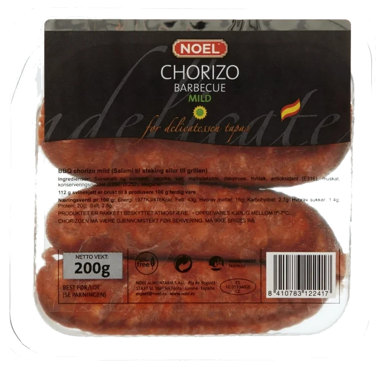 Chorizo Bbq Dulce 200g Noel