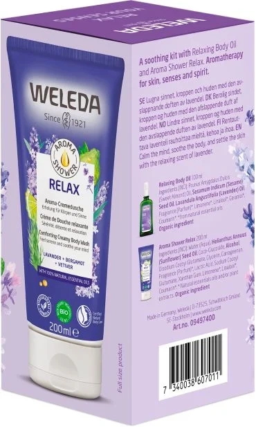 Gavesett med Weleda Relaxing Body Oil (100 ml) og Aroma Shower Relax (200 ml)