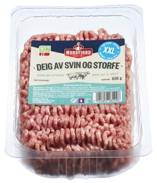 Kjøttdeig av Storfe/svin 18% 650g