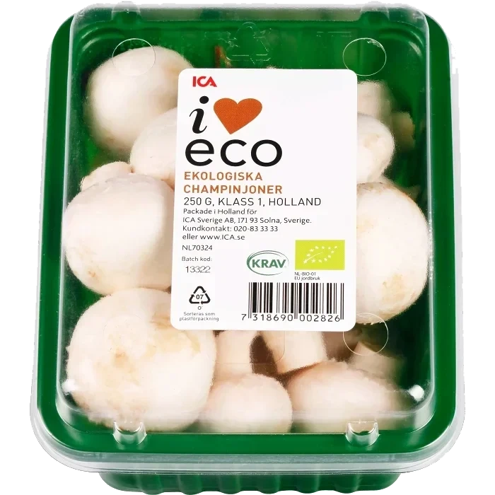 Champinjoner Ekologiska 250g KRAV Klass 1 ICA i love eco