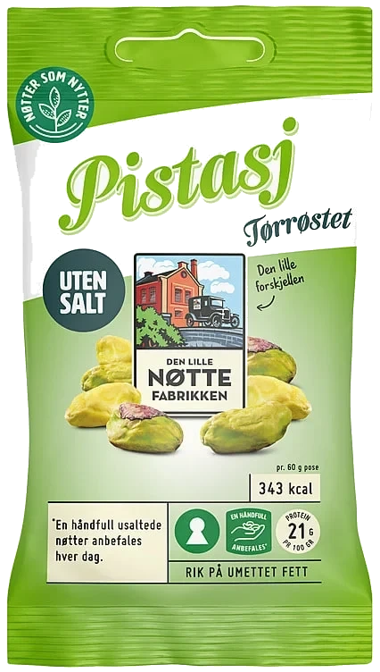 Pistasjkjerner u/Salt 60g Dln