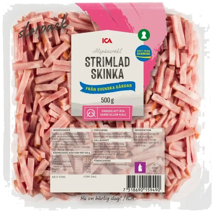 Skinka Rökt Strimlad 500g ICA