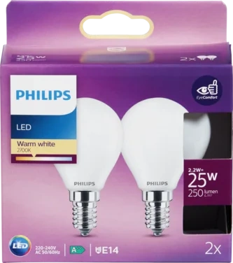 Led Classic 25w E14 Illum Frost Varmhvit Lys 2pk Philips