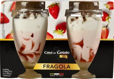 Gelato Strawberry 2pk Glass 2x150ml Casa Del Gelato