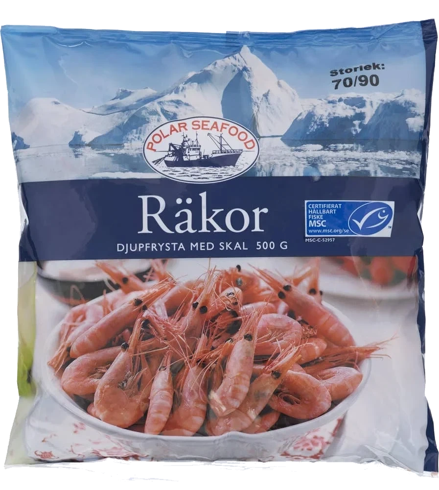 Räkor med Skal 70/90 MSC Fryst