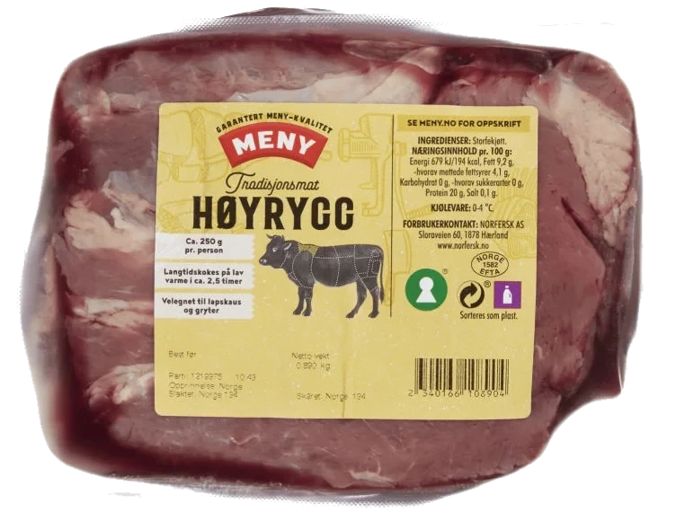Storfe Høyrygg i Bit Ca700g Meny