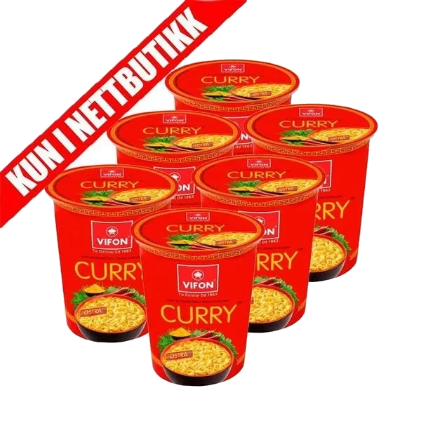 Koppnudler med Curry Kyllingsmak (Brett 6 stk x 60g)