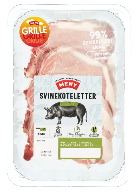 Svinekoteletter 4pk Ca700g Meny