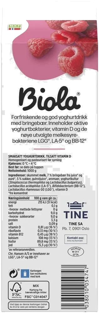 Biola® yoghurtdrikk bringebær
