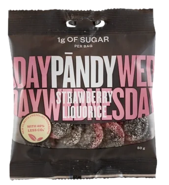 Pändy Candy Strawberry/liquorice uten Tilsatt Sukker