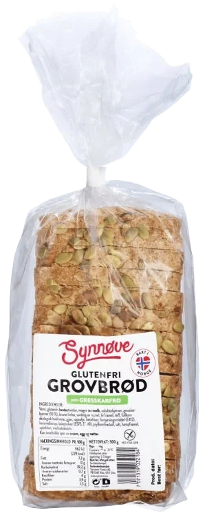 Gresskarbrød glutenfri Synnøve Finden