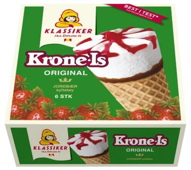 Krone-is med jordbær 6 stk, 750 ml