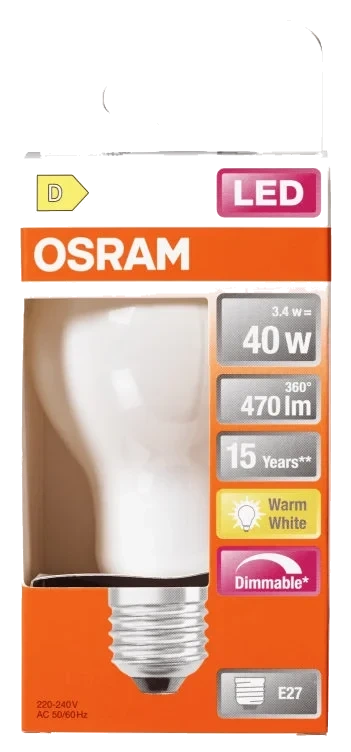 Lyspære Led Cl A 40 Matt Dim 827 E27 Osram