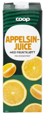 Coop Appelsinjuice med Fruktkjøtt 1,5l Edge