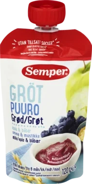 Semper Barnemat Grøt Rte Blåbær & Eple 6mnd