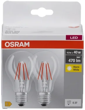 Led cl A 40 Klar E27 2pk