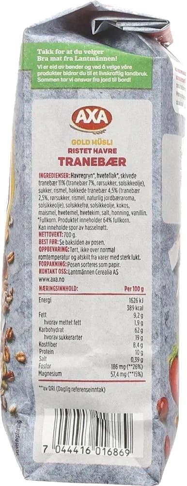 Ristet havre & tranebær