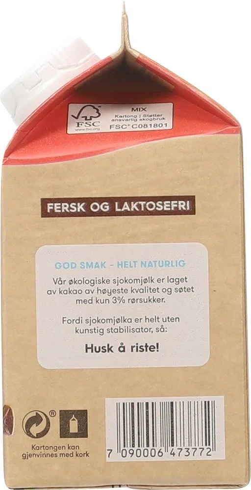 Økologisk laktosefri sjokomjølk