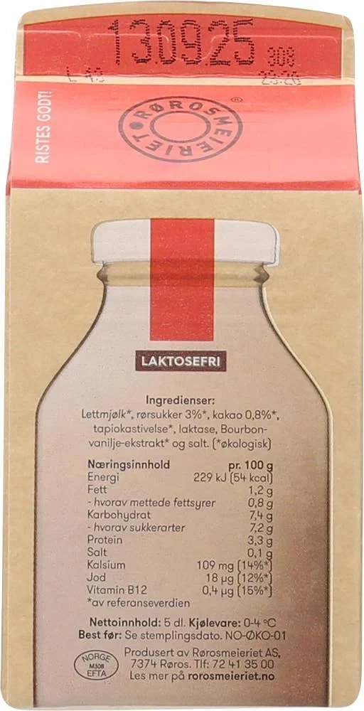 Økologisk laktosefri sjokomjølk