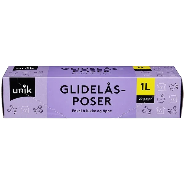 Glidelåspose 1l 20stk Unik