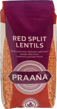 Praana Røde Delte Linser 500g