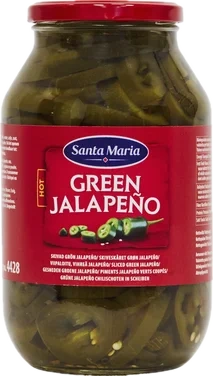Green Jalapeño Hot Sliced 900g Santa Maria