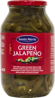 Green Jalapeño Hot Sliced 900g Santa Maria