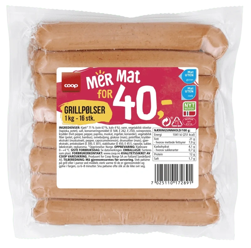 Coop Grillpølser 1kg