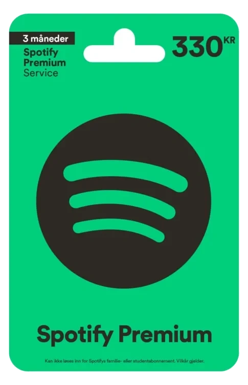 Gavekort Spotify 330nok
