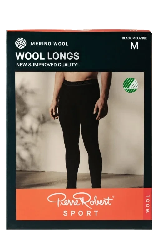 Wool Longs Sport Black Melange Xxl Pierre-Robert