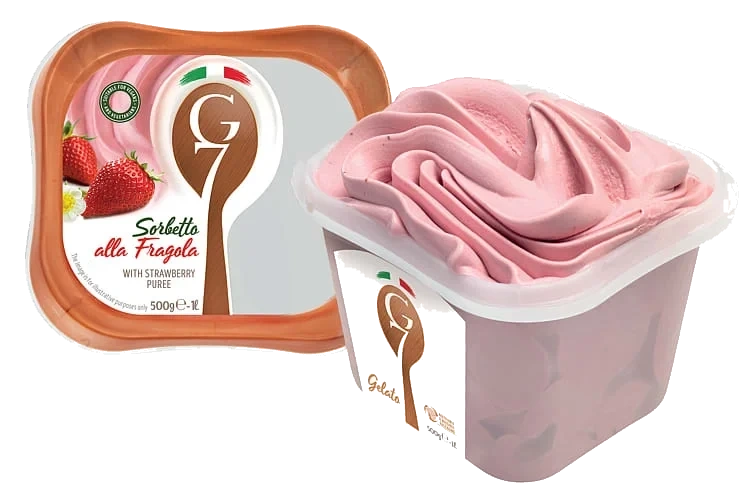 Jordbær Sorbet Fragola 1l G7 Ekte Italiensk Iskrem