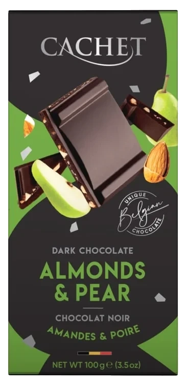 Cachet Dark Chocolate Almond & Pear 100g