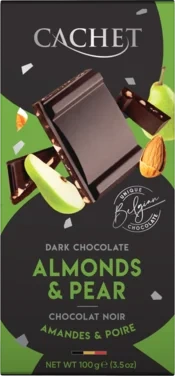 Cachet Dark Chocolate Almond & Pear 100g