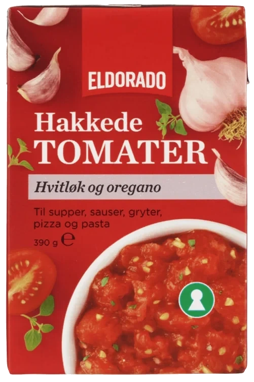 Tomater Hakkede m/Hvitløk 390g Eldorado