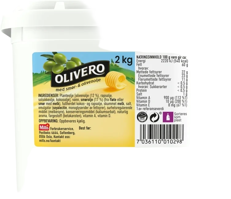 Olivero Smør- og Olivenolje 2kg