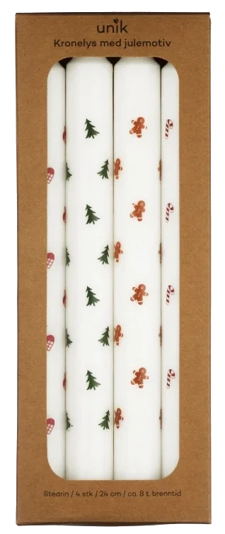 Kronelys Julemotiv 4pk Unik