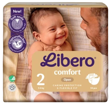Libero Comfort 2 Åpen Bleie 3–6 kg, 34 Stk.