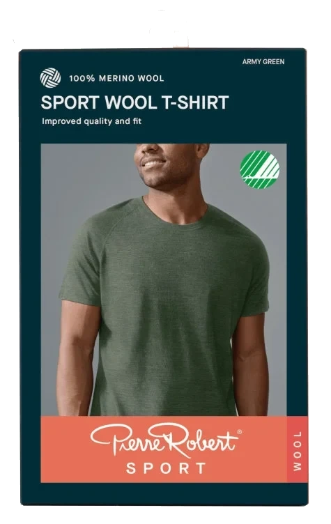 Wool T-Shirt Men Army Green Xxl Pierre-Robert