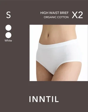 High Waist Brief, 2-pk, White, S