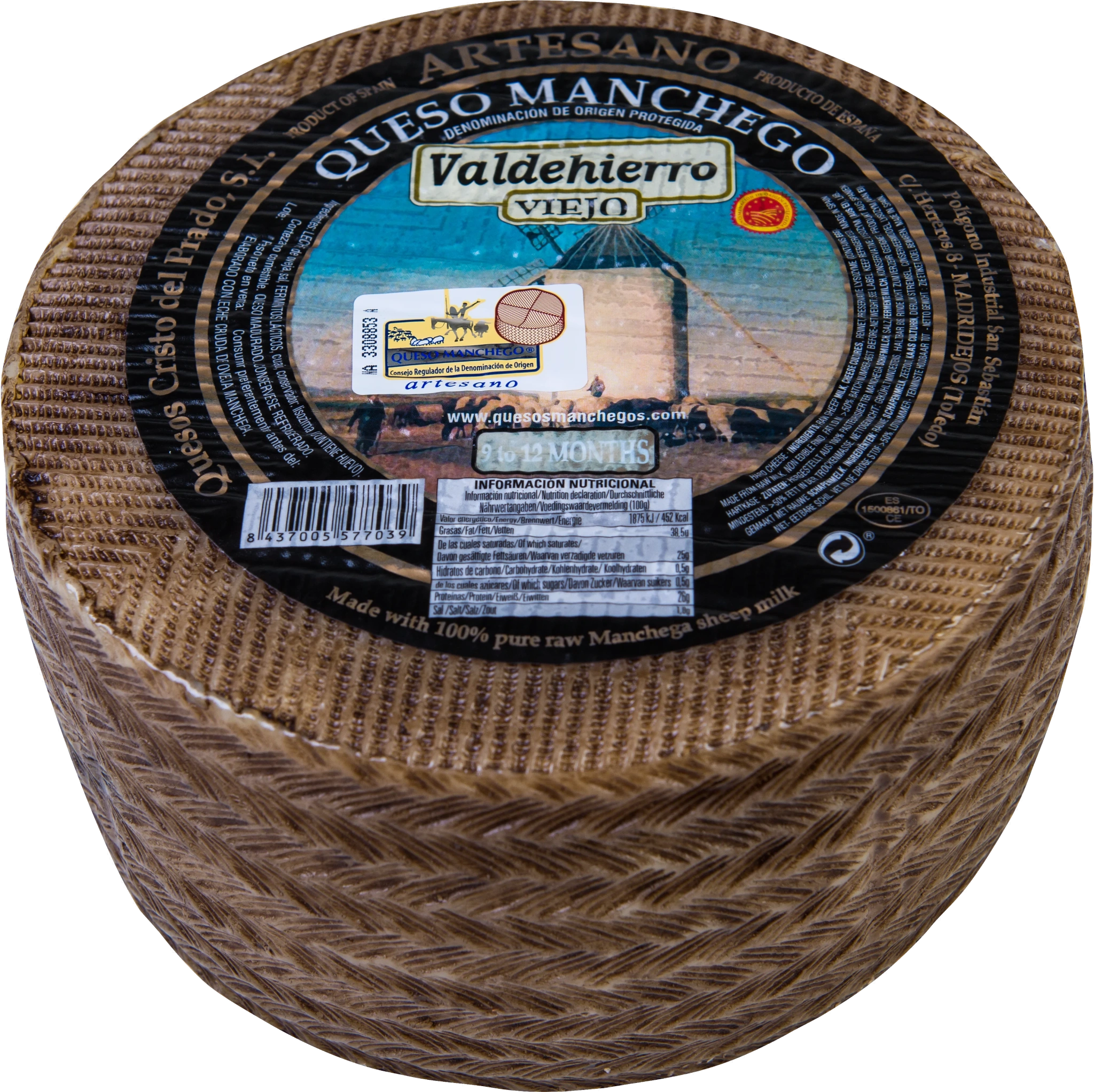 Manchego DOP Vald opast 39% hårdost ca 3000g